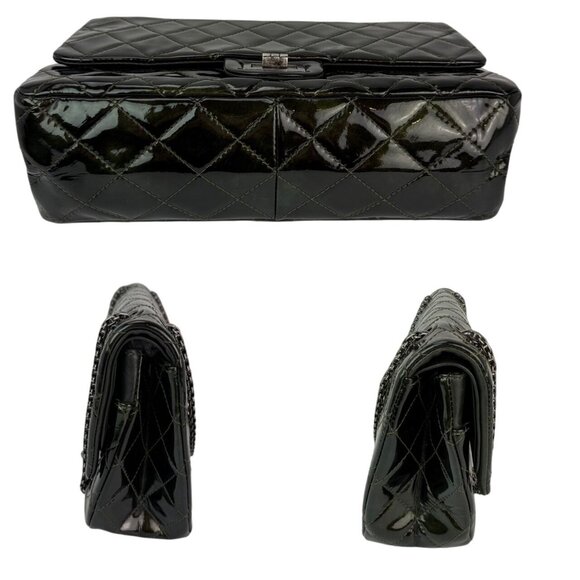 Chanel 2.55 Reissue Double Flap Iridescent Dark Green Patent Leather Bag - Picture 4 of 13